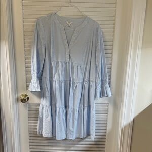 Crown & Ivy blue and white pinstripe dress XL